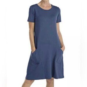 NEW Mr. Max Bamboo Terry Knit Blue Stretch Dress Size Medium (bin 1B)